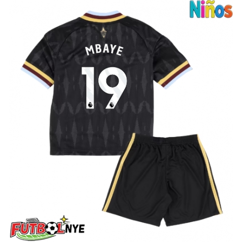 Camiseta Aston Villa Ibrahim Mbaye #19 Visitante Equipación para niños 2026-27 manga corta (+ pantalones cortos)